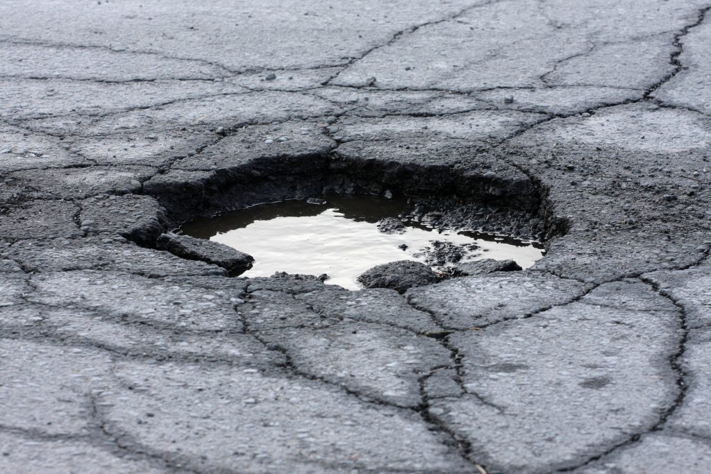 A deep pot hole.