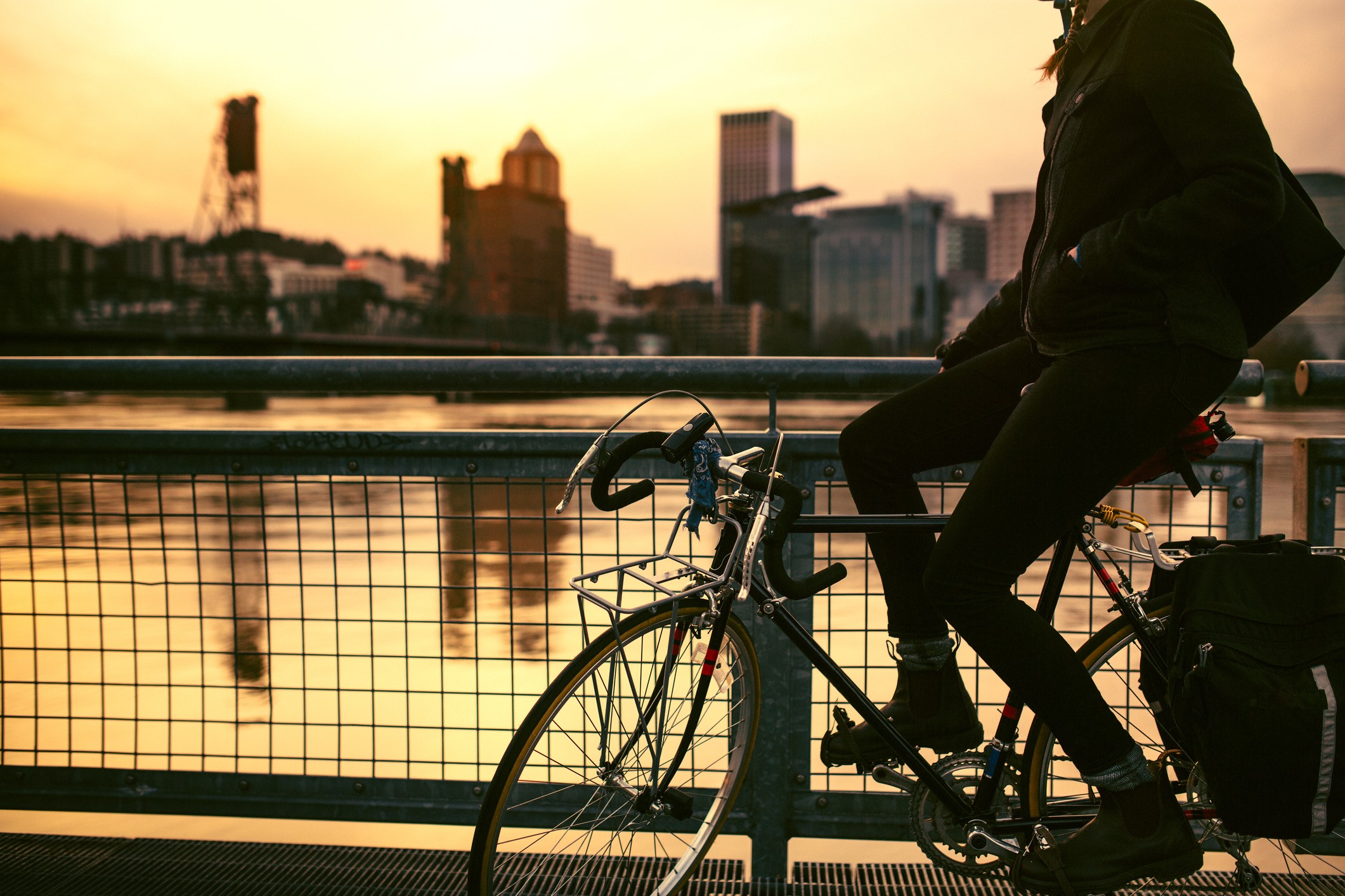 A cyclist taking a break.