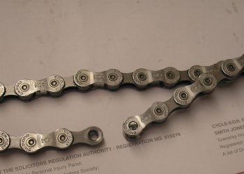 A broken bike chain.