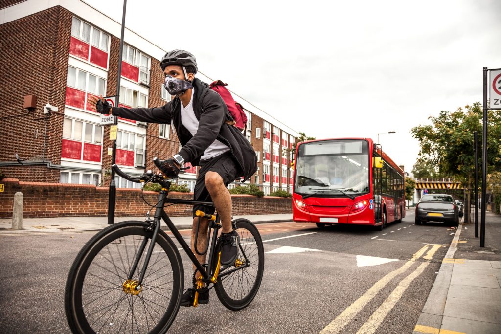 a cyclist commuting to work